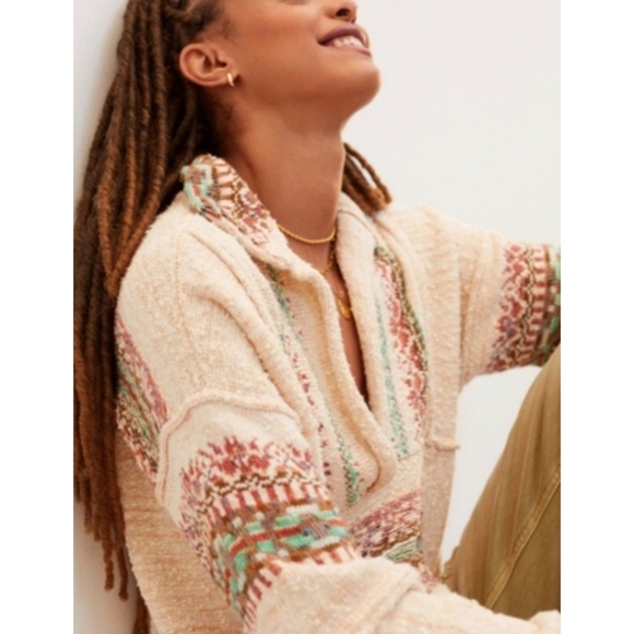 Pilcro Urban Outfitters Boho Multicolor V-neck Sweater Sz Sm - Picture 12 of 12